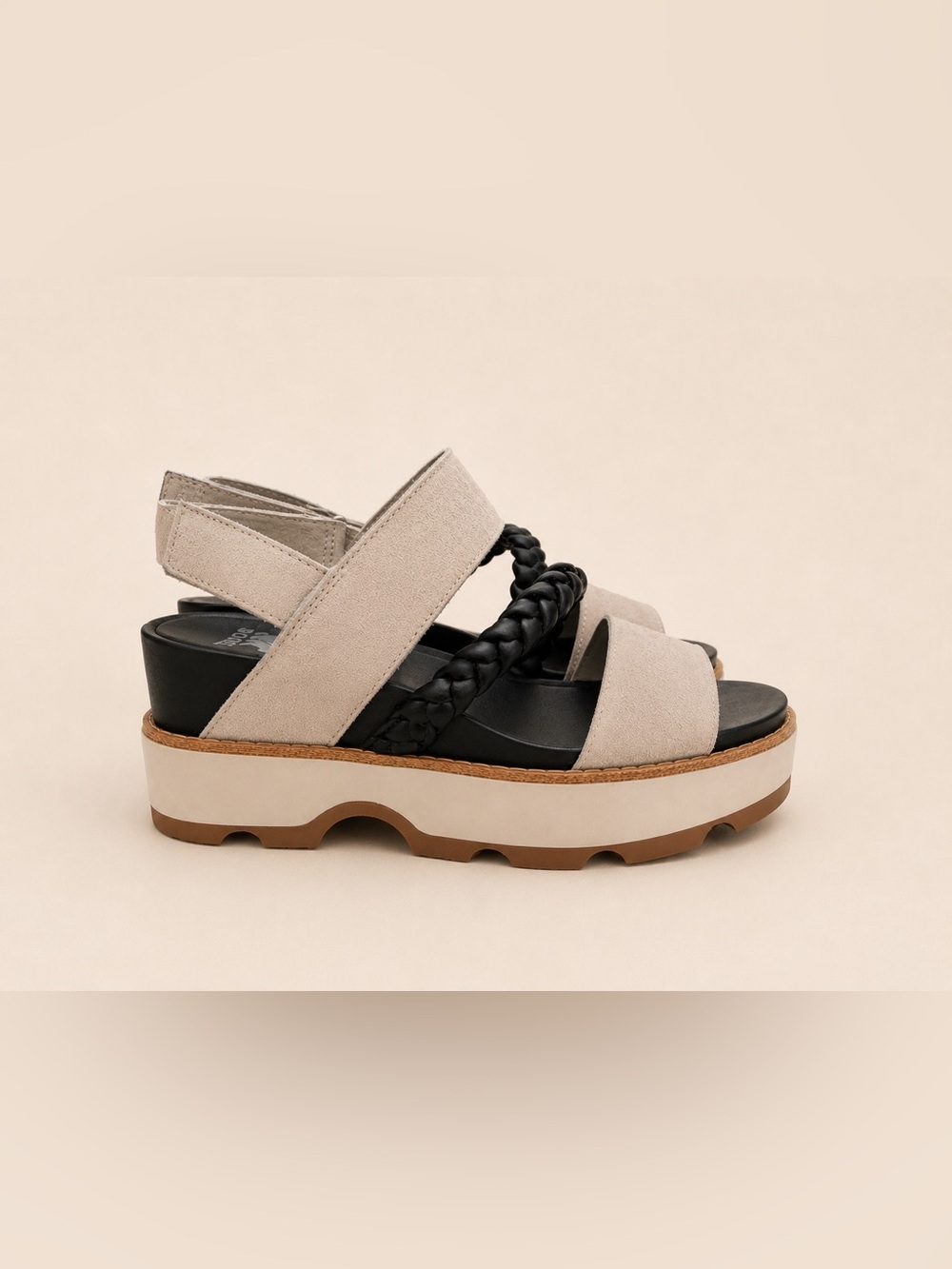 SOREL Kinetic Impact Slingback Platform Sandals Sea Salt Black Women’s 6 - Picture 2 of 12